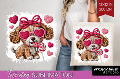 Knitted Valentines Day Tote Bag - Faux Yarn Tote Bag PNG Product Image 1