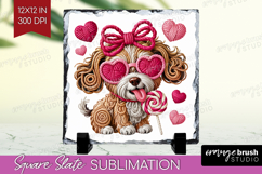 Knitted Valentines Day Slate PNG - Faux Yarn Square Slate Product Image 1