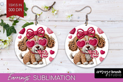 Knitted Valentines Day Round Earrings - Faux Yarn PNG Product Image 1