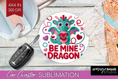 Knitted Valentines Day Car Coaster - Faux Yarn Coaster PNG Product Image 1