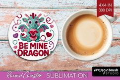 Knitted Valentines Day Round Coaster - Faux Yarn Coaster PNG Product Image 1