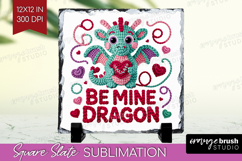 Knitted Valentines Day Slate PNG - Faux Yarn Square Slate Product Image 1