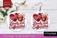 Knitted Valentines Day Round Earrings - Faux Yarn PNG Product Image 1