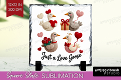 Knitted Valentines Day Slate PNG - Faux Yarn Square Slate Product Image 1