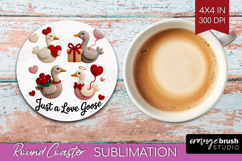 Knitted Valentines Day Round Coaster - Faux Yarn Coaster PNG Product Image 1