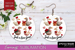 Knitted Valentines Day Round Earrings - Faux Yarn PNG Product Image 1
