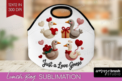 Knitted Valentines Day Lunch Bag - Faux Yarn Lunch Bug PNG Product Image 1