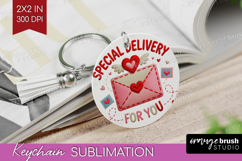 Knitted Valentines Day Keychain PNG - Faux Yarn Keychain Product Image 1