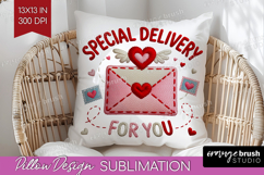 Knitted Valentines Day Pillow Sublimation - Faux Yarn Pillow Product Image 1