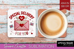 Knitted Valentines Day Square Coaster - Faux Yarn Coaster Product Image 1