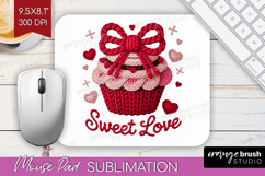 Knitted Valentines Day Mouse Pad Sublimation - Faux Yarn PNG Product Image 1