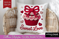 Knitted Valentines Day Pillow Sublimation - Faux Yarn Pillow Product Image 1