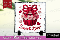 Knitted Valentines Day Slate PNG - Faux Yarn Square Slate Product Image 1