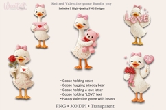 Valentine Goose PNG Bundle, Knitted Love Goose Clipart Faux Product Image 1