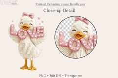 Valentine Goose PNG Bundle, Knitted Love Goose Clipart Faux Product Image 2
