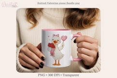 Valentine Goose PNG Bundle, Knitted Love Goose Clipart Faux Product Image 6