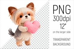 Knitted Valentine Papillon Dog with Heart Clipart. Ideal for sublimation projects, Valentines Day gifts, mugs, T-shirts, cards, stickers, scrapbooking, nursery decor, planners, and digital crafts.
