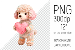 Knitted Valentine Poodle  with Heart Clipart. Ideal for sublimation projects, Valentines Day gifts, mugs, T-shirts, cards, stickers and digital crafts