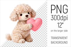 Knitted Valentine Poodle  with Heart Clipart. Ideal for sublimation projects, Valentines Day gifts, mugs, T-shirts, cards, stickers and digital crafts