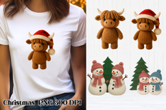 Christmas Knitted Cow Clipart | Christmas Sublimation PNG Product Image 1