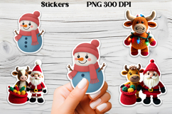 Christmas knitted cow stickers | Knitted Christmas stickers Product Image 1