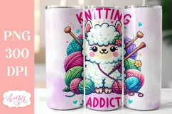 Knitting addict Tumbler wrap sublimation PNG | Cute sheep Product Image 1