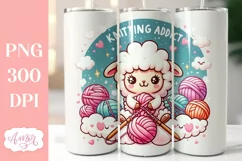 Knitting addict Tumbler wrap sublimation PNG | Yarn lover Product Image 1