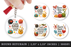 Knitting &amp; Crochet round keychain sublimation design Product Image 1