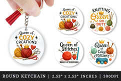 Knitting &amp; Crochet round keychain sublimation design Product Image 1