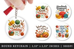 Knitting &amp; Crochet round keychain sublimation design Product Image 1