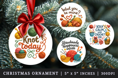 Knitting &amp; Crochet round ornaments sublimation design Product Image 1