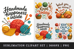 Knitting &amp; Crochet clipart printable sublimation design png Product Image 1