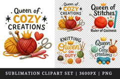 Knitting &amp; Crochet clipart printable sublimation design png Product Image 1