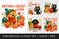 Knitting &amp; Crochet clipart printable sublimation design png Product Image 1
