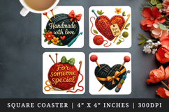 Knitting &amp; Crochet square coaster sublimation design Product Image 1