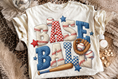 Knitting Baseball Faux Yarn PNG, Baseball Patchwork PNG Product Image 2