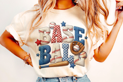 Knitting Baseball Faux Yarn PNG, Baseball Patchwork PNG Product Image 3