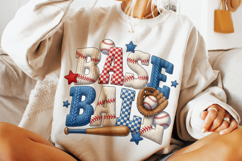 Knitting Baseball Faux Yarn PNG, Baseball Patchwork PNG Product Image 4