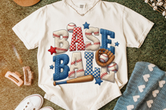 Knitting Baseball Faux Yarn PNG, Baseball Patchwork PNG Product Image 5