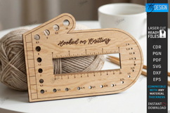 Knitting Needle Gauge &amp; Ruler Laser Cut | Sewing &amp; Craft SVG Product Image 1