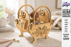 Knitting Yarn Basket Laser Cut Bundle | Storage Organizer Product Image 15