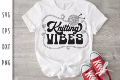 Knitting SVG - Knitting Vibes with Ball of Yarn Cut File