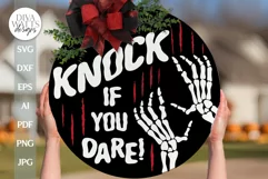 Knock If You Dare SVG Halloween Welcome Door Hanger SVG Product Image 1