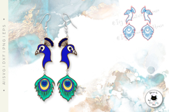Peacock Earrings Laser Cut SVG | Animal Laser Earrings Product Image 2