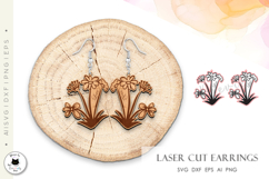 Boho Laser Cut Earrings SVG | Floral Moon Earrings Product Image 2