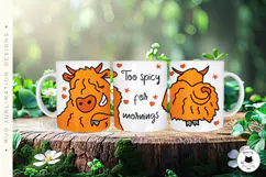 Sassy & Naughty Highland Cow Mug Wrap | Cow PNG Designs Product Image 3