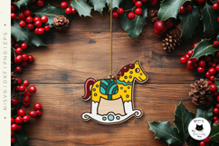 Cute Christmas Ornaments Laser Cut SVG | Rocking Horse SVG Product Image 3