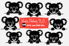 Koala Peeking Over Edge SVG, Cute Koala Face Cut File PNG Product Image 1