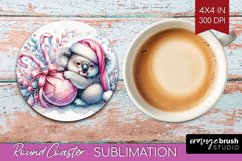 Koala Pastel Christmas Round Coaster Coquette Xmas Coaster Product Image 1