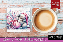 Koala Pastel Christmas Square Coaster Coquette Xmas Coaster Product Image 1